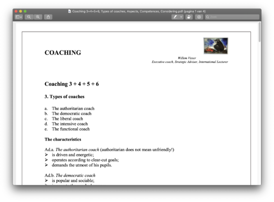 Coaching 3, 4, 5 & 6 - Types of coaches, Aspects, Competences, Considering
