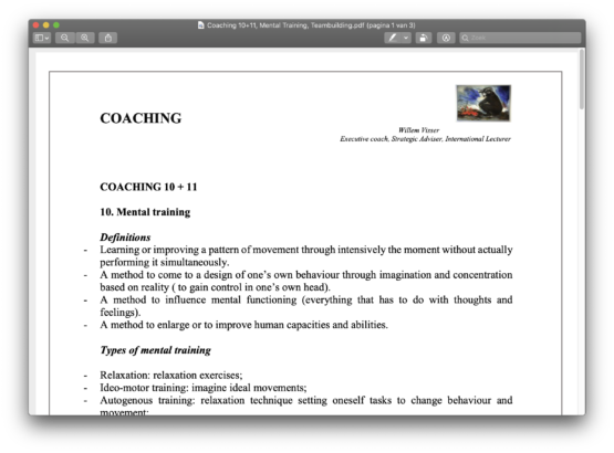 Coaching 10 & 11 - Mental training & Seven elements of teambuilding